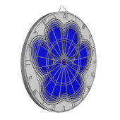 Dog Paw in blauw met contouren Dartbord (Voorkant Links)