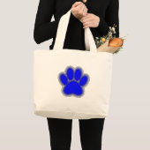 Dog Paw in blauw met contouren Grote Tote Bag (Voorkant (product))