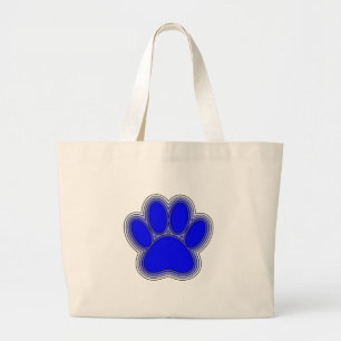 Dog Paw in blauw met contouren Grote Tote Bag