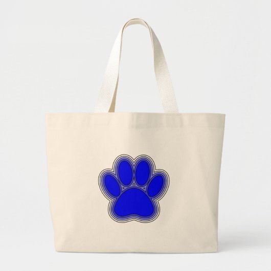 Dog Paw in blauw met contouren Grote Tote Bag (Voorkant)