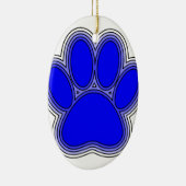 Dog Paw in blauw met contouren Keramisch Ornament (Rechts)