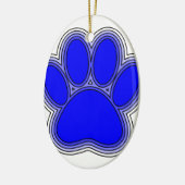 Dog Paw in blauw met contouren Keramisch Ornament (Links)