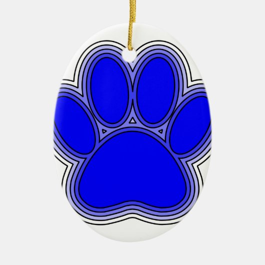 Dog Paw in blauw met contouren Keramisch Ornament (Voorkant)