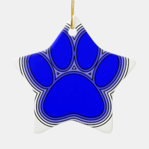 Dog Paw in blauw met contouren Keramisch Ornament