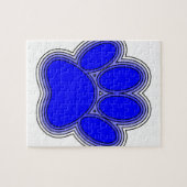 Dog Paw in blauw met contouren Legpuzzel (Horizontaal)