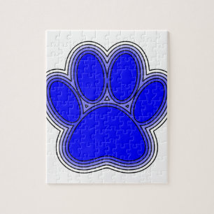 Dog Paw in blauw met contouren Legpuzzel