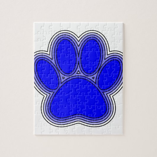 Dog Paw in blauw met contouren Legpuzzel (Verticaal)