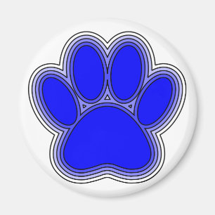 Dog Paw in blauw met contouren Magneet