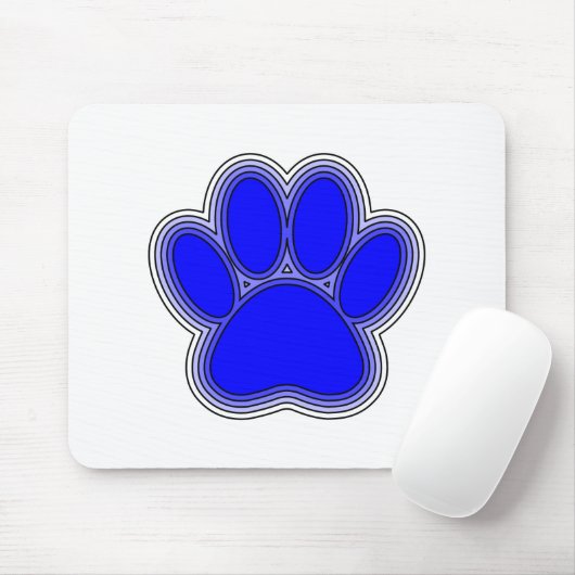 Dog Paw in blauw met contouren Muismat (Met muis)