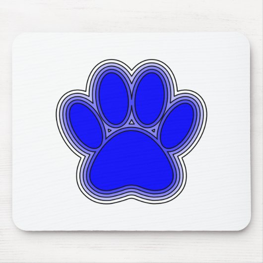 Dog Paw in blauw met contouren Muismat (Voorkant)