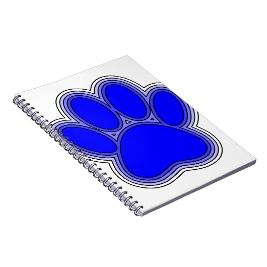 Dog Paw in blauw met contouren Notitieboek (Rechterzijde)