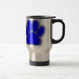 Dog Paw in blauw met contouren Reisbeker
