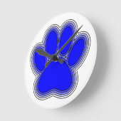 Dog Paw in blauw met contouren Ronde Klok (Hoek)