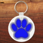 Dog Paw in blauw met contouren Sleutelhanger (Voorkant)