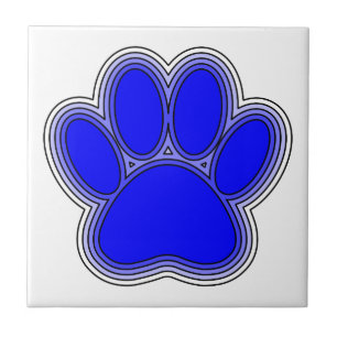 Dog Paw in blauw met contouren Tegeltje