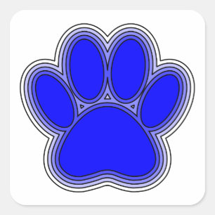 Dog Paw in blauw met contouren Vierkante Sticker