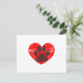 Dog Paw in rood hart Briefkaart (Staand voorkant)