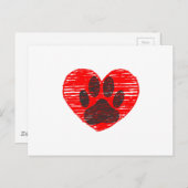 Dog Paw in rood hart Briefkaart (Voorkant / Achterkant)