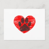 Dog Paw in rood hart Briefkaart (Voorkant)