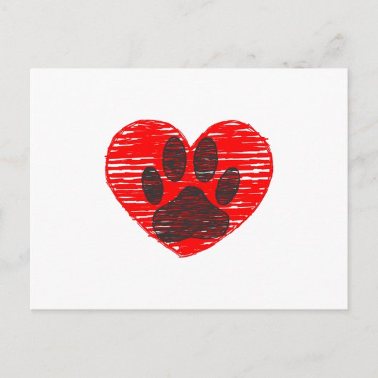 Dog Paw in rood hart Briefkaart (Voorkant)