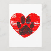 Dog Paw in rood hart Briefkaart (Voorkant)