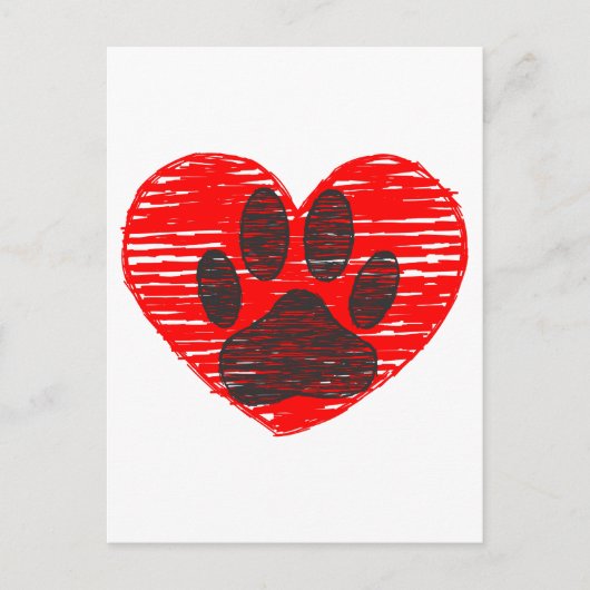 Dog Paw in rood hart Briefkaart (Voorkant)