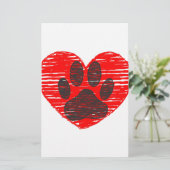Dog Paw in rood hart Briefpapier (Staand voorkant)