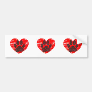 Dog Paw in rood hart Bumpersticker