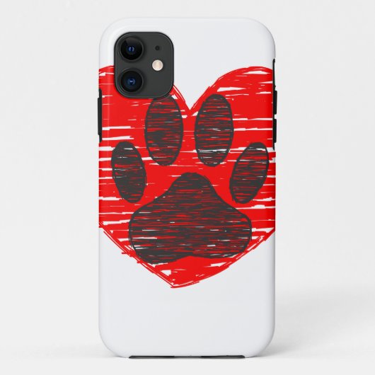 Dog Paw in rood hart Case-Mate iPhone Case (Achterkant)