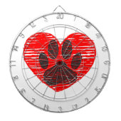 Dog Paw in rood hart Dartbord (Voorkant)