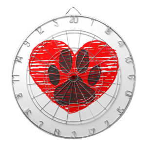 Dog Paw in rood hart Dartbord