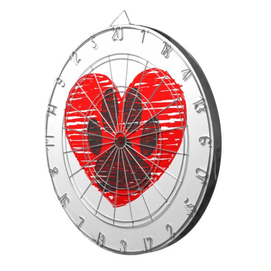 Dog Paw in rood hart Dartbord (Voorkant Rechts)