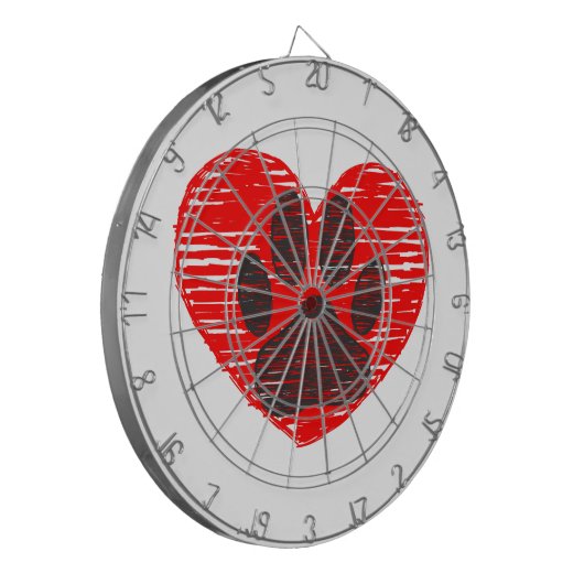 Dog Paw in rood hart Dartbord (Voorkant Links)