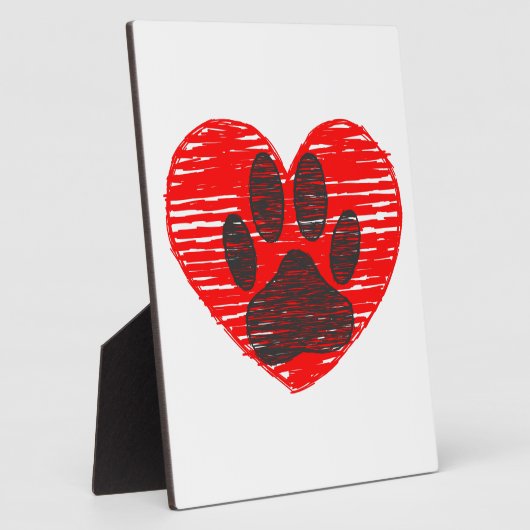Dog Paw in rood hart Fotoplaat (Zijkant)