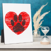 Dog Paw in rood hart Fotoplaat (Zijkant)