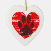 Dog Paw in rood hart Keramisch Ornament (Rechts)