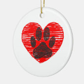 Dog Paw in rood hart Keramisch Ornament (Links)