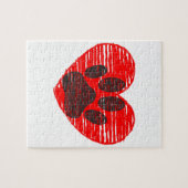 Dog Paw in rood hart Legpuzzel (Horizontaal)