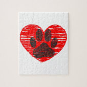 Dog Paw in rood hart Legpuzzel (Verticaal)