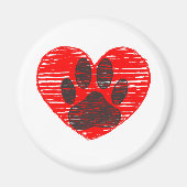 Dog Paw in rood hart Magneet (Voorkant)