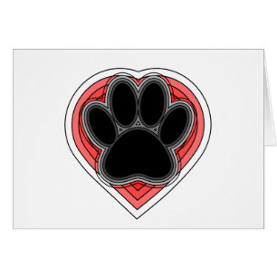 Dog Paw in rood hart met contouren