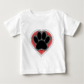 Dog Paw in rood hart met contouren (Voorkant)