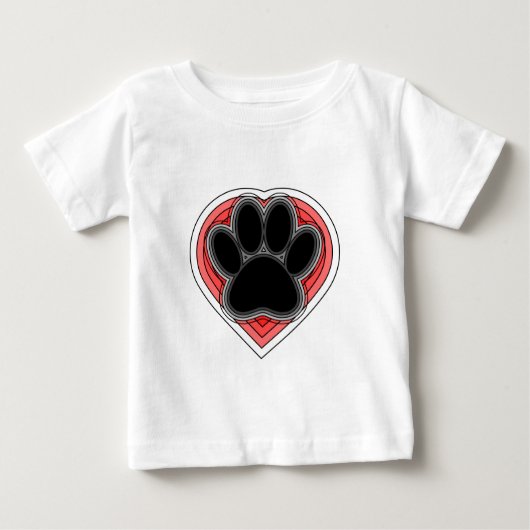 Dog Paw in rood hart met contouren (Voorkant)