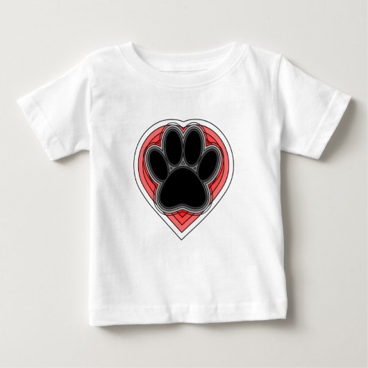 Dog Paw in rood hart met contouren (Voorkant)