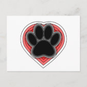 Dog Paw in rood hart met contouren Briefkaart (Voorkant)