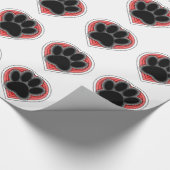 Dog Paw in rood hart met contouren Cadeaupapier (Hoek)