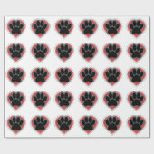 Dog Paw in rood hart met contouren Cadeaupapier (Vlak)