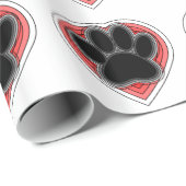 Dog Paw in rood hart met contouren Cadeaupapier (Rol Hoek)