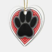 Dog Paw in rood hart met contouren Keramisch Ornament (Links)