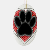 Dog Paw in rood hart met contouren Keramisch Ornament (Rechts)